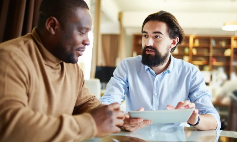 Businessman talking to his colleague